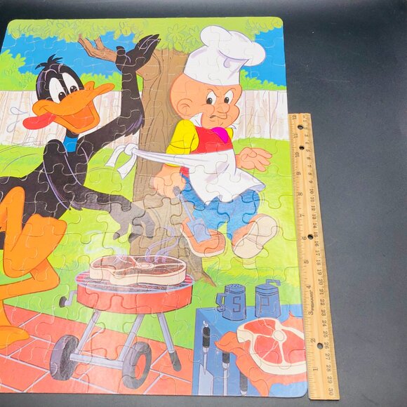Vintage 1980 Looney Tunes Daffy Duck BBQ Jigsaw Puzzle 100 Large Pcs - COMPLETE - Picture 12 of 14